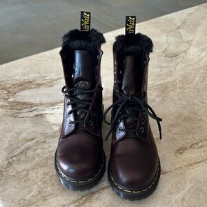 Dr. Martens Women's Burgundy Leather Combat Boots